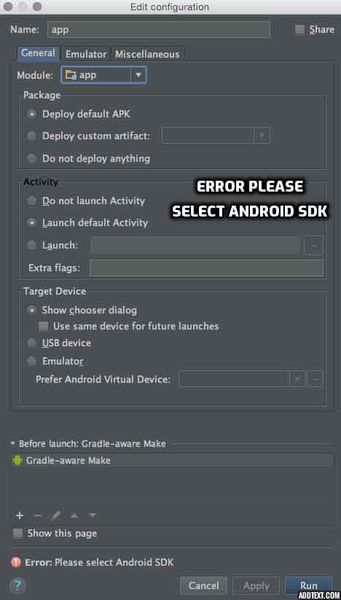 त्रुटि कैसे ठीक करें कृपया Android SDK चुनें
