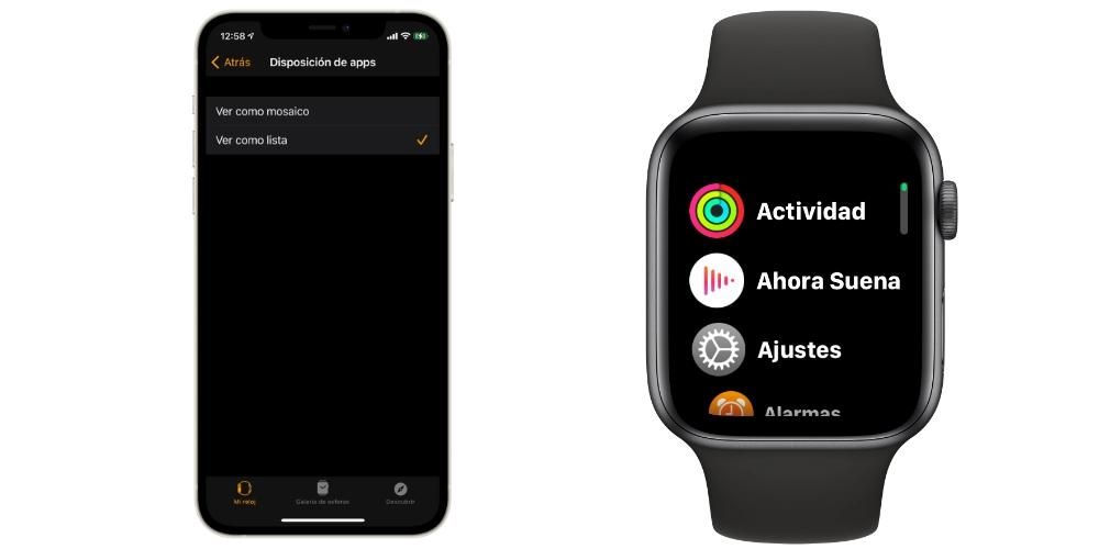 De pe iPhone, vedeți meniul de aplicații Apple Watch ca o listă