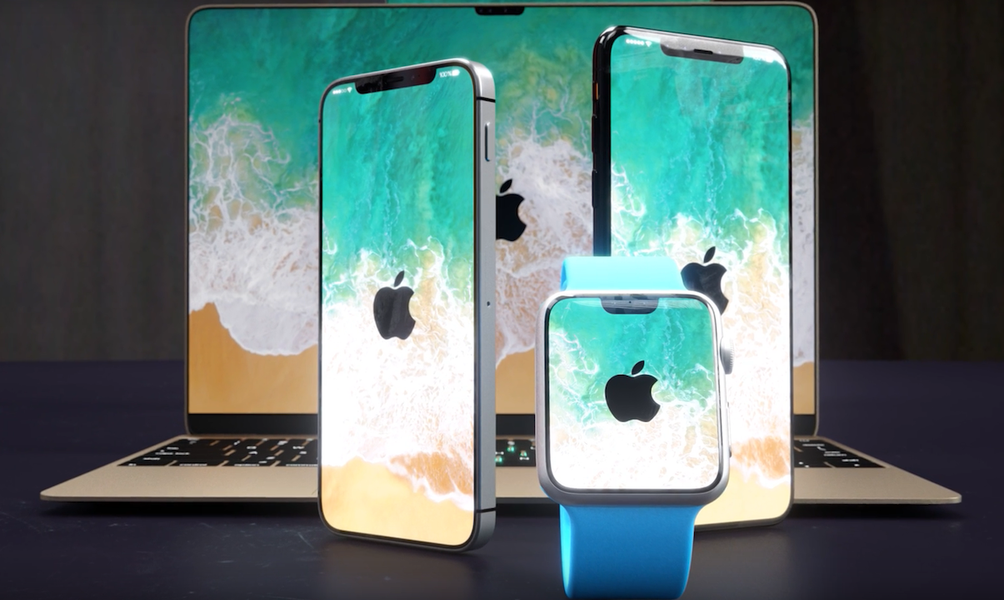 Concept spectaculaire d'appareils Apple dans le style de l'iPhone X