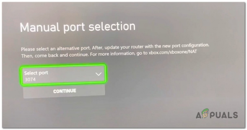   Изберете ръчно алтернативния порт
