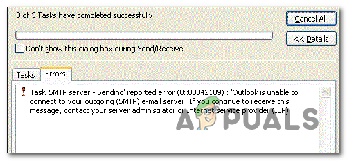 Correction de l'erreur Outlook 0x80042109