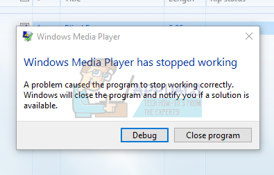Betulkan: Windows Media Player telah berhenti berfungsi pada Windows 10