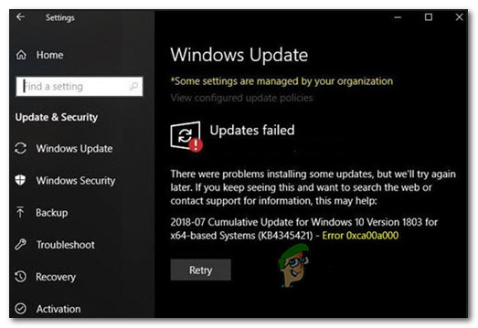 Korjaus: Windows Update -virhe 0xca00a000