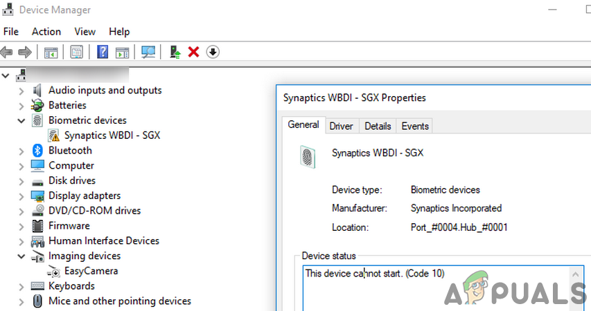Labojums: Synaptics WBDI (iespējots SGX) pirkstu nospiedumu lasītājs “Ierīci nevar startēt (kods 10)”