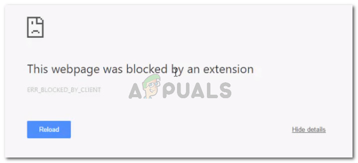 Fix: Denna webbsida blockerades av ett tillägg (ERR_BLOCKED_BY_CLIENT)