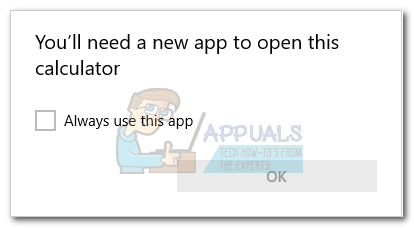 Åtgärd: Du behöver en ny app för att öppna den här kalkylatorn