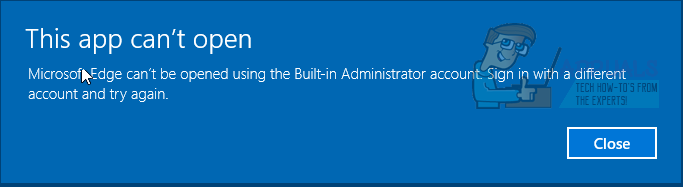 LØST: Microsoft Edge kan ikke åbnes ved hjælp af den indbyggede administratorkonto