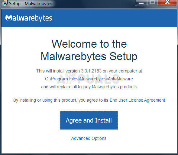 Malwarebytes instalēšanas process