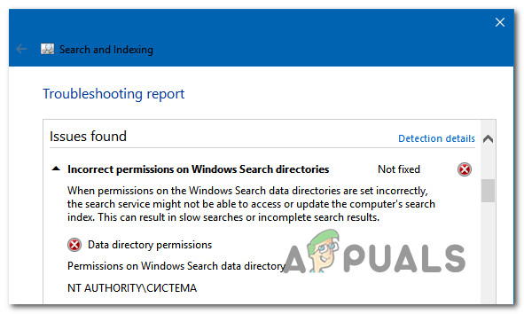 Kaip išspręsti problemą „Neteisingi„ Windows “paieškos katalogų leidimai“