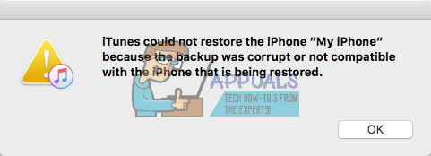 Correção: “O iTunes não conseguiu restaurar o iPhone ou iPad devido a um iPhone / iPad corrompido ou incompatível