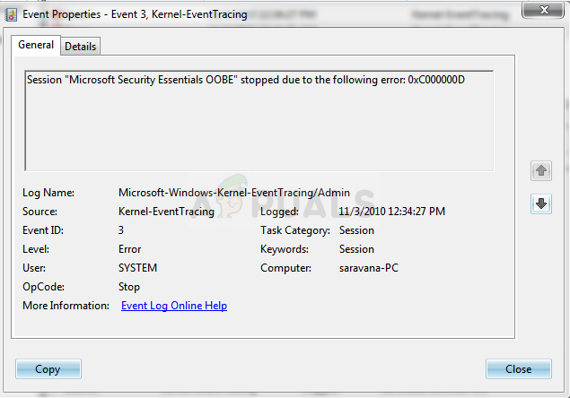 Cara Memperbaiki Sesi “Microsoft Security client OOBE” Menghentikan Ralat 0xC000000D