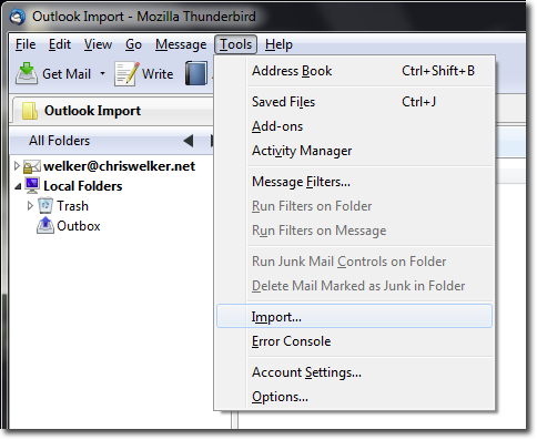 Hur man importerar e-postmeddelanden till Thunderbird