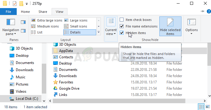 Włączanie widoku ukrytych plików i folderów