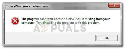 Solució: falta un error a binkw32.dll