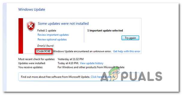 Ako opraviť kód chyby Windows Update 9c48?