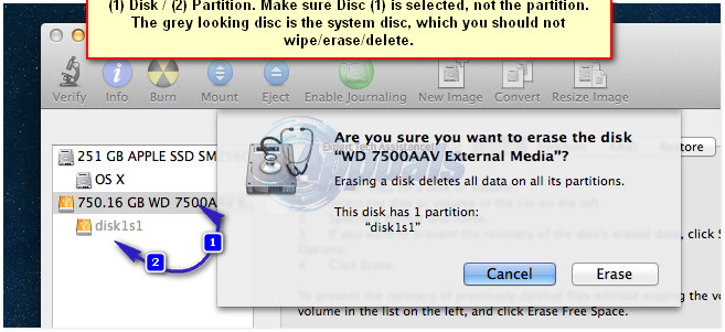 избършете външния диск mac1