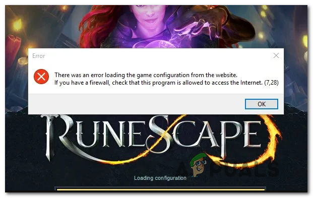 [FIX]। Runescape में वेबसाइट से गेम कॉन्फ़िगरेशन को लोड करने में त्रुटि