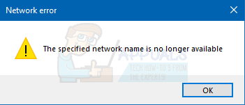 Correção: o nome de rede especificado não está mais disponível