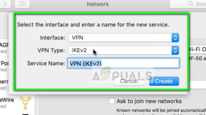 VPN-i tüübi ja nime lisamine
