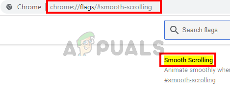2. Digite chrome: // flags / # smooth-scrolling no google chrome