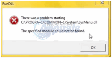 РЕШЕНО: Проблеми с SysMenu.dll при стартиране