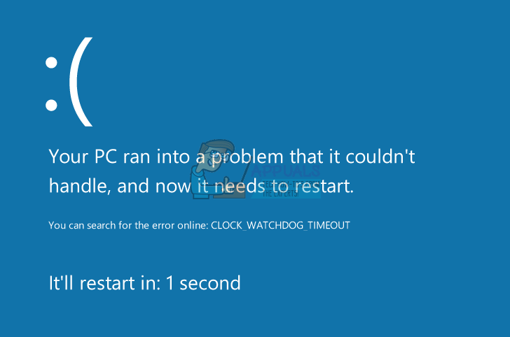 Korjaus: CLOCK_WATCHDOG_TIMEOUT Blue Screen of Death Windows 10: ssä
