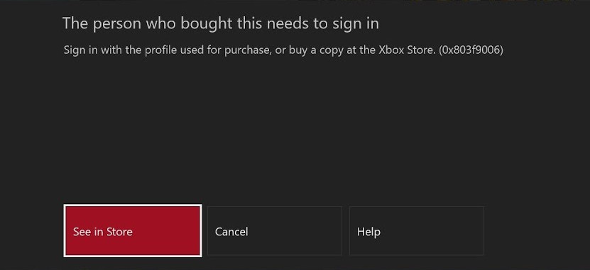 Remediere: persoana care a cumpărat acest lucru trebuie să se conecteze la Xbox One