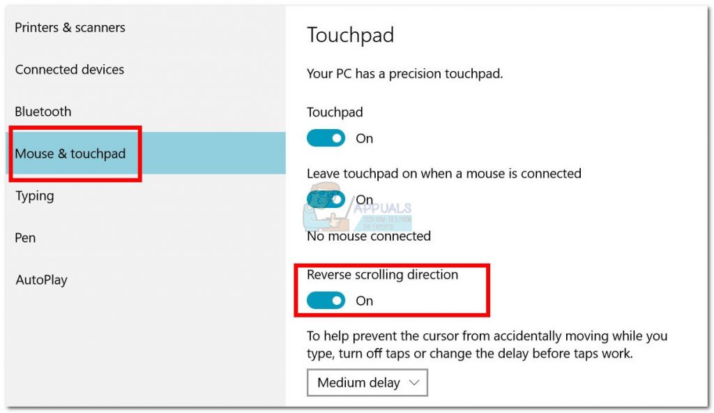 A görgetési irány megfordítása a Windows 10 rendszerben