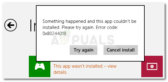 Fix: Feil 0x80244018 når du installerer apper