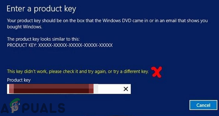 Исправлено: Windows Server не принимает новый ключ продукта.