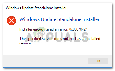 Javítás: 0x80070424 számú Windows Update hiba