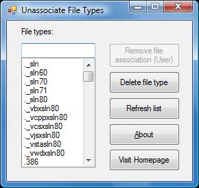 WindowsVistaおよび7でファイルの関連付けを削除する方法
