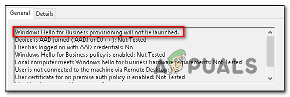 Correção: o Windows Hello para provisionamento comercial não será lançado