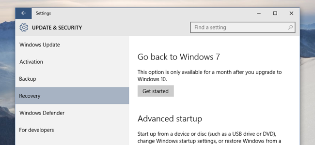 Como fazer o downgrade do Windows 10 para Windows 7 / 8.1