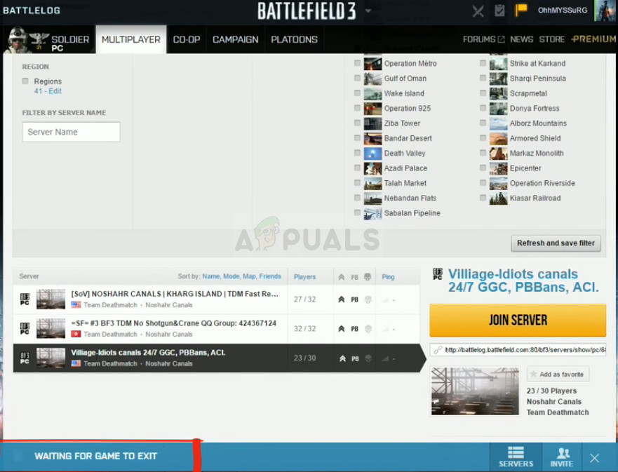 Hvordan fikser jeg Battlefield 3 'Waiting for Game to Exit' feil på Windows?