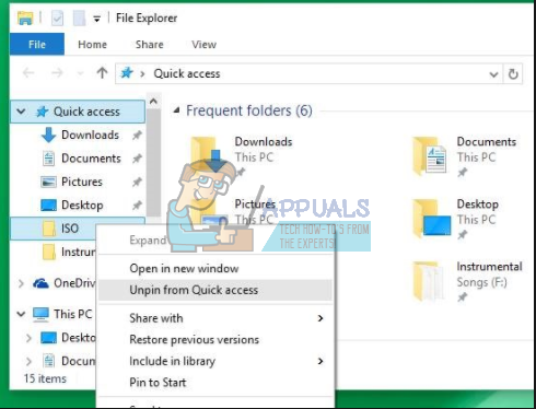 Cómo eliminar el acceso rápido de Windows 10