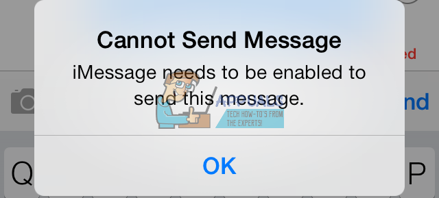Correção: o iMessage precisa ser habilitado para enviar esta mensagem
