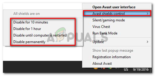 Désactivation de la protection en temps réel sur Avast Antivirus