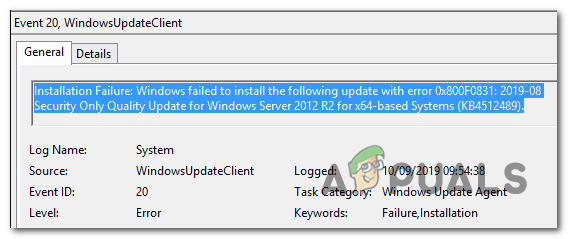 Ошибка 0x800f0831 Ошибка установки, Windows не удалось установить следующие обновления