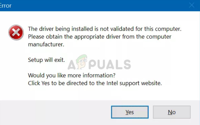 Solución: el controlador que se está instalando no está validado para esta computadora