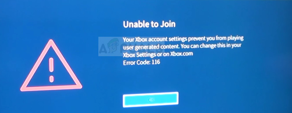 Коригиране: Код за грешка Roblox 116 в приложението Xbox One