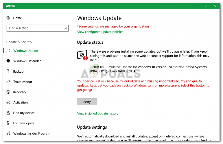 Correção: Erro do Windows Update 0x80092004