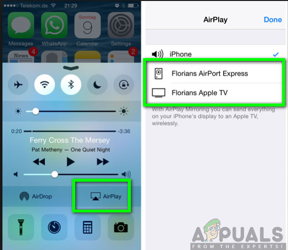 Airplay का उपयोग करके iPhone को Apple TV से कनेक्ट करना