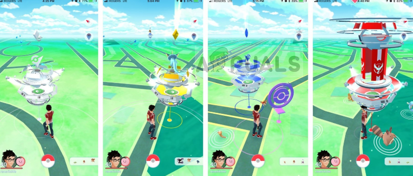 Ginásios diferentes em Pokémon Go