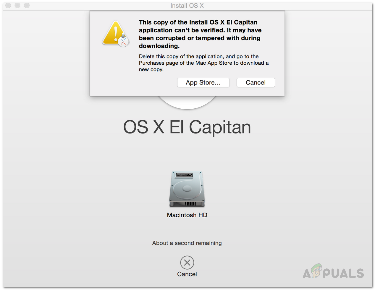 [పరిష్కరించండి] ఇన్‌స్టాల్ OS X ఎల్ కాపిటన్ అప్లికేషన్ యొక్క ఈ కాపీని ధృవీకరించలేము