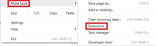 go to More Tools>Extensions 