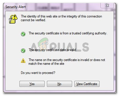 Javítás: A webhely identitása vagy a kapcsolat integritása nem ellenőrizhető