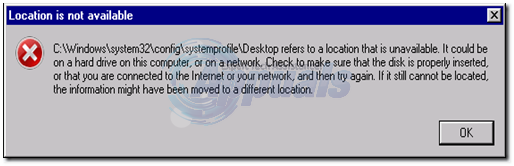 Popravak: 'system32  config  systemprofile  Desktop' odnosi se na mjesto koje nije dostupno