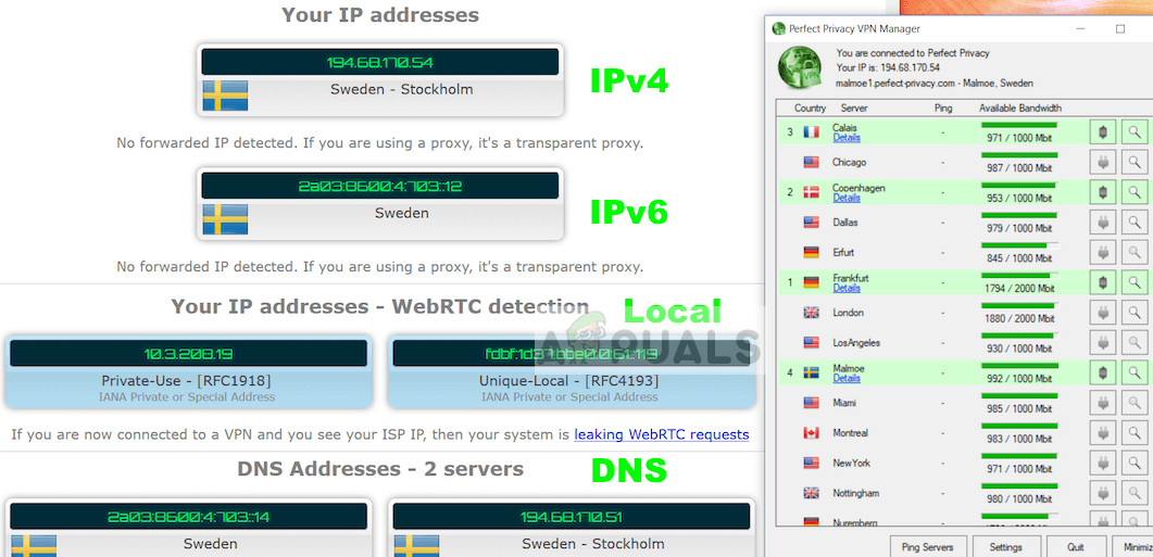 Teste de vazamentos VPN