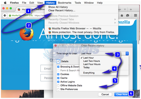 tyhjennä hakuhistoria Firefox Mac